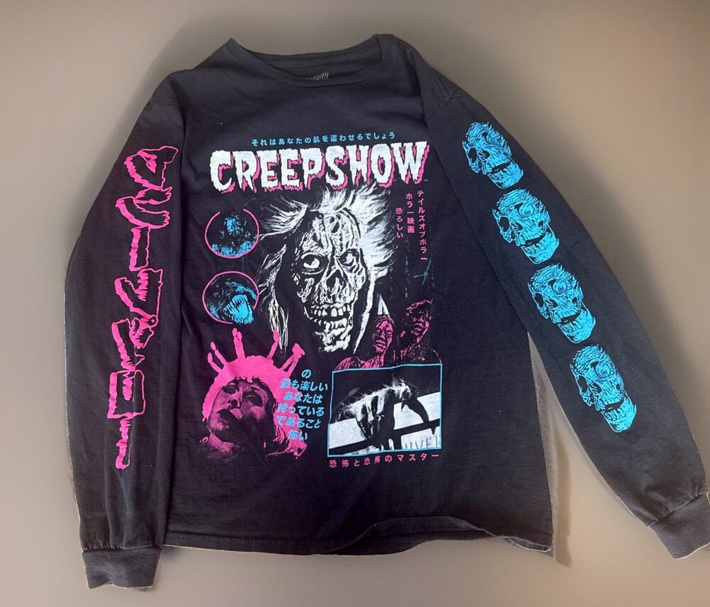 Creepshow Retro Horror Japanese Graphic Long Sleeve Shirt Punk Grunge Goth M